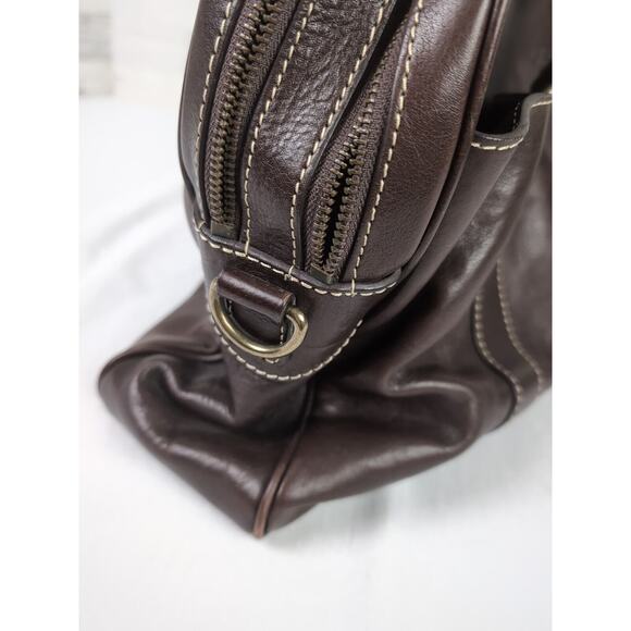 COLE HAAN Dark Brown Leather Large Multi Compartment Portfolio Carry All Man Bag - Picture 15 of 16